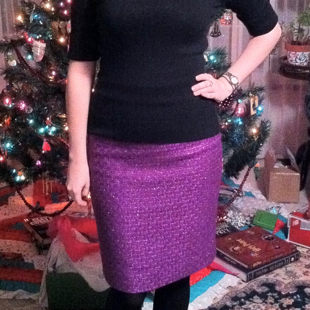 Beautiful sz 2 J.Crew purple tinsel tweed No. 2 Pencil skirt, EUC
